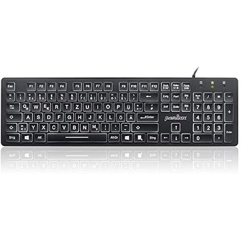 Perixx Periboard-317, Kabelgebundene Tastatur mit weißer LED Hintergrundbeleuchtung Cover