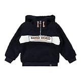 Material: esta sudadera está hecha con férula 100% poliéster; forro: 95% algodón/5% elastano. Esta adorable sudadera con capucha de invierno está hecha de un cálido borg en azul oscuro.