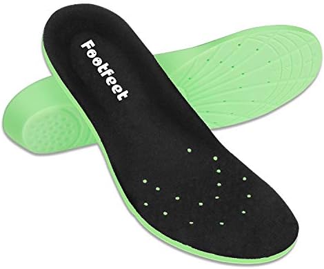 Shoe Insoles for Men or Women - Footfeet Comfortable Memory Foam Insoles, Feet Insoles Arch Supports Orthotics Inserts Relieve Flat Feet, High Arch, Foot Pain(M)