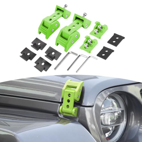 RT-TCZ for Wrangler Hood Latches Catch Kit Compatible with Jeep Wrangler JK JKU JL JLU 2007-2025 for Gladiator JT 2020-2025 Green Exterior Accessories 2pcs (3-Holes)