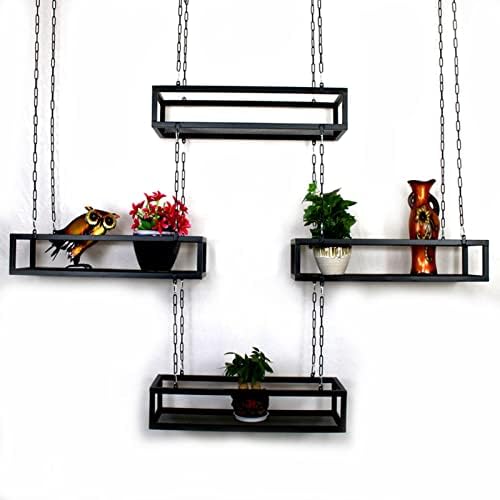 Black Metal Ceiling Shelf for Indoor Plants - Wall/Window Hanging Planter Basket & Flower Pot Rack - Stylish Hanging Plant Holders, Size 100x25x15cm