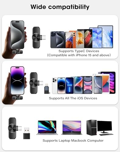 CKOKC Wireless Microphone for iPhone - Android Phone and Laptop PC, USB Microphones for Podcasting, Lavalier Microphone for Interview Video Vlog, with Microphone Pop Filters/Windscreen - View 8