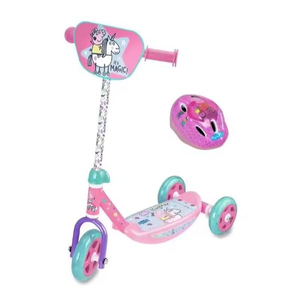 Pack Patinete Infantil 3 Ruedas y Casco de Peppa Pig (10160) +2Años
