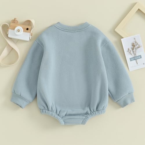 Baby Boy Girl Fleece Sweatshirt Romper Solid Color Long Sleeve Sweater Bubble Onesie Warm Fall Winter Clothes4