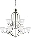 Seagull Sea Gull 3139009-962 Transitional Nine Light Chandelier from Emmons Collection in Pwt, Nckl, B/S, Slvr. Finish, Brushed Nickel