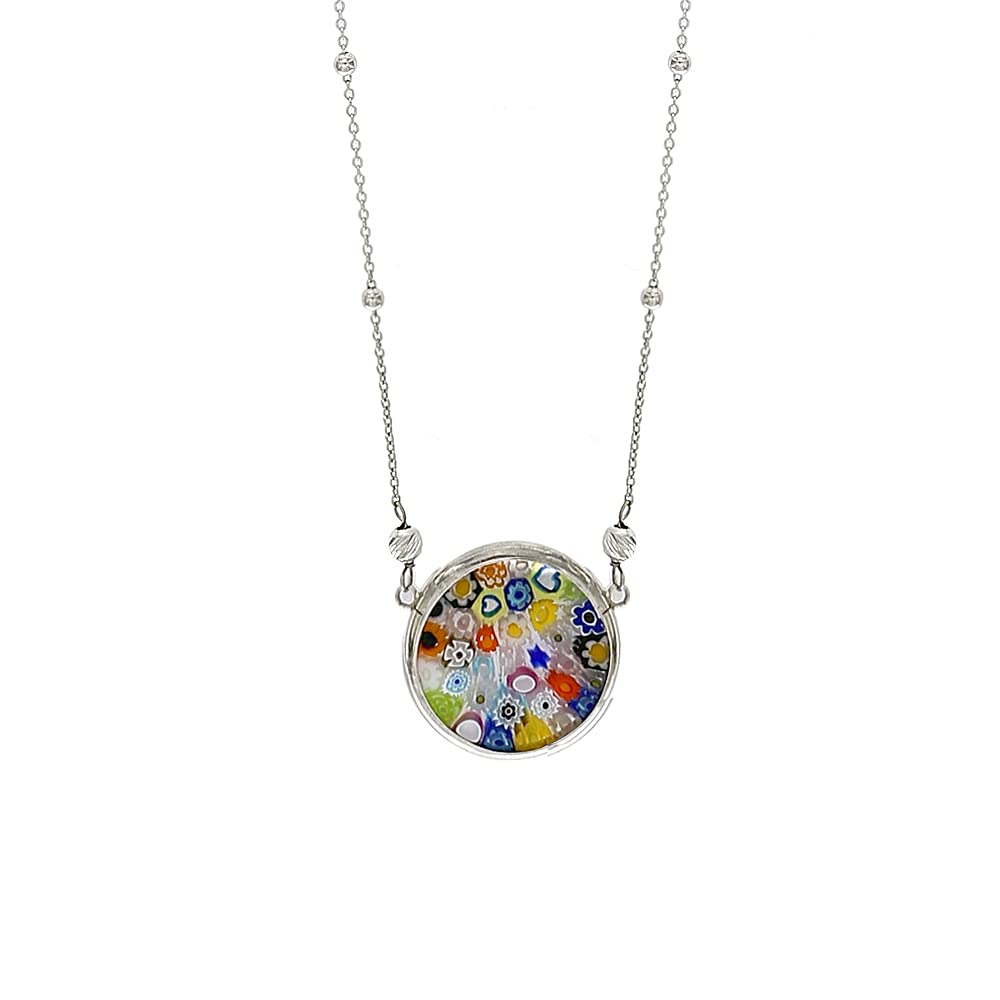 Venetiaurum - Damen-Halskette mit Murrina-Anhänger aus Original-Muranoglas und Silber 925 - Schmuck “Made in Italy” zertifiziert.