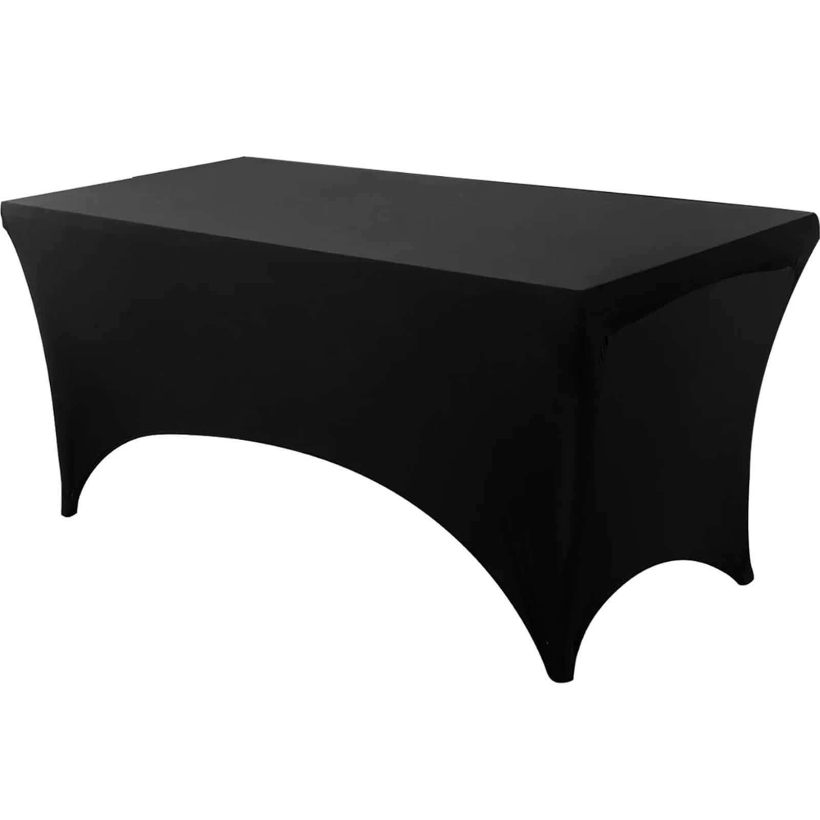 SNGUOQ 6 Pcs Spandex Rectangle Table Cloth Washable And Wrinkle Resistant Cover Fitted For Event For Event, Wedding(Black,8Ft(244x76x76cm))
