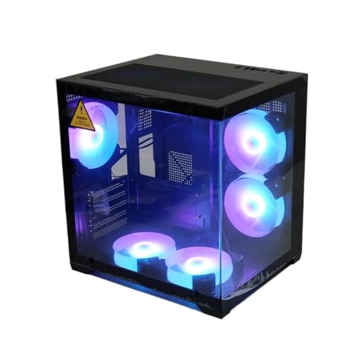 Gabinete para PC EWAIDI MANMU con panel de vidrio templado, ventilador, compatible con placas Micro ATX, tipo Mid Tower miniatura 7