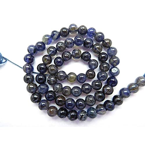 Cuentas de iolita redondas para diseñar collares artesanales y pulseras boho