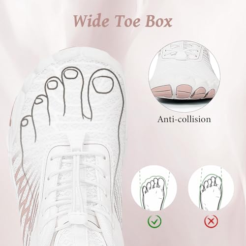 Image of Hike Footwear Barefoot Shoes, Pro Barefoot Shoes Women Men, Athletic Hiking Water Shoes Breathable Quick Dry Zero Drop Trail Running Shoes with Non-Slip Sole & Wide Toe Box White-a