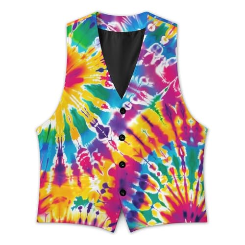 Watercolor Tie Dye Men's Suit Vest Slim Fit V-Ncek Waistcoat Business Casual Vest3