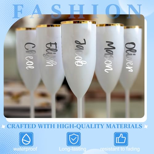 Humyoun 6 Sheets UV DTF Cup Wrap Name Decals for Tumblers Waterproof Custom Vinyl Lettering Alphabet Stickers Personalized Name Decals for 14-40oz Tumbler Cups Water Bottle DIY (Silver)