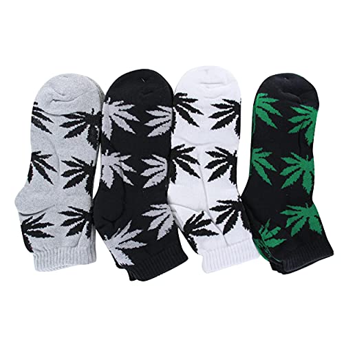 Pack of 12 Pairs New Men's Sport Athletic Marijuana Weed Leaf Pot Design Cotton Socks