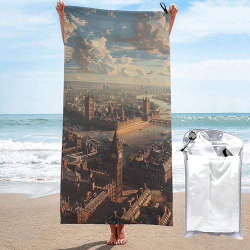 LOKLNEYK London City Microfiber Beach Towel 31.5