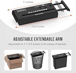 Suntiko 6-Sheet Strip Cut Portable Home Paper Shredder no Basket | Extendable Arm Fits Waste Baskets, 3-Min Continuous Shred, 4-Mode Anti-Jam, Overheat Protection Compact Shredder
