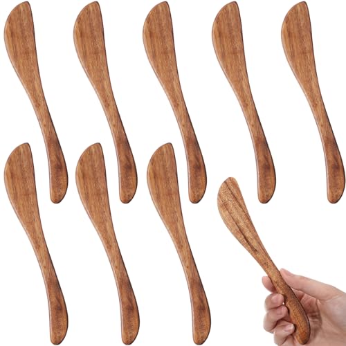 Maxdot 8 PCS 7.5 Inch Teak Butter Spreader Knife Set Wooden Butter Knives Teak Wood Utensils for...