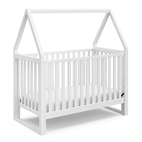 Storkcraft Orchard 5-in-1 Convertible Crib (White) – GREENGUARD Gold Certified, Canopy Style Baby Crib, Converts from Crib to Toddler Bed, Daybed and Full-Size Bed, Fits Standard Crib Mattress