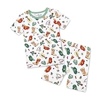 babee Reshinee Pijama infantil de viscose de bambu, para meninos e meninas, para o verão, 12 a 8 anos, ajuste confortável, conjunto de 2 peças, Howdy Cowboy, 4-5 Anos