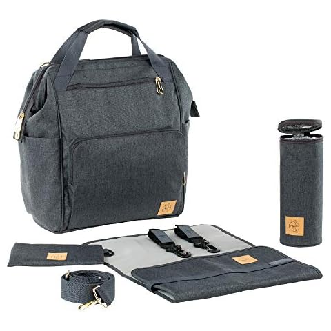LÄSSIG Baby Wickelrucksack Wickeltasche inkl. Wickelzubehör nachhaltig produziert/Goldie Backpack, anthrazit Cover