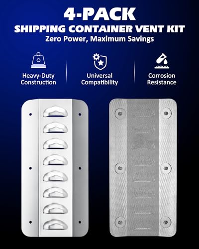 SPARKWHIZ Shipping Container Air Vent, Cross Flow Ventilation, for Preventing Condensation and Excessive Heat, 4 Pack