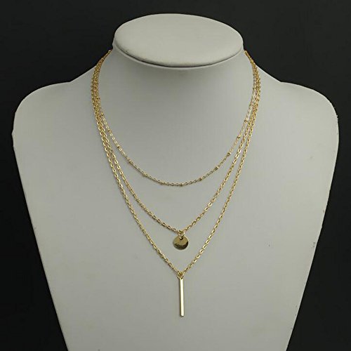 Fxmimior Bohemian Dainty Gold Layered Choker Necklaces 3 Tier Sequins Pendant Long Chain Jewelry Choker Necklace For Women And Girls #TOP5