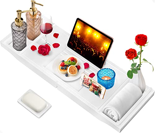 Product Image of the Bamboo Bathtub Caddy Tray (Non-Foldable, White)