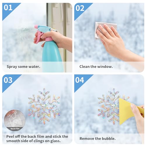 Image of Snowflake Stickers, DELLAN 55 Winter Christmas Window Clings | Decoration for Glass Windows, Decals for Bird Strike
