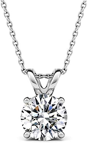 AllenCOCO 925 Sterling Silver Necklace for Women Trendy, AAA+ Cubic Zirconia Pendant Necklace Hypoallergenic 14K Gold Plated 925 Sterling Silver Minimalist CZ Necklace for Women Jewelry Gifts