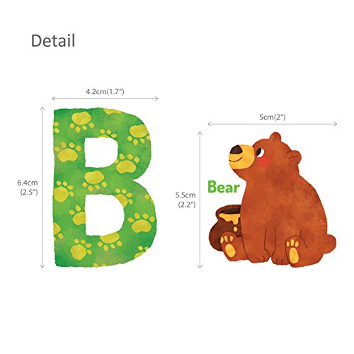 DECOWALL-DS-8003-Watercolour-Animal-Alphabet-Kids-Wall-Stickers-Wall-Decals-Peel-and-Stick-Removable-Wall-Stickers-for-Kids-Nursery-Bedroom-Living-Room-Small-dcor