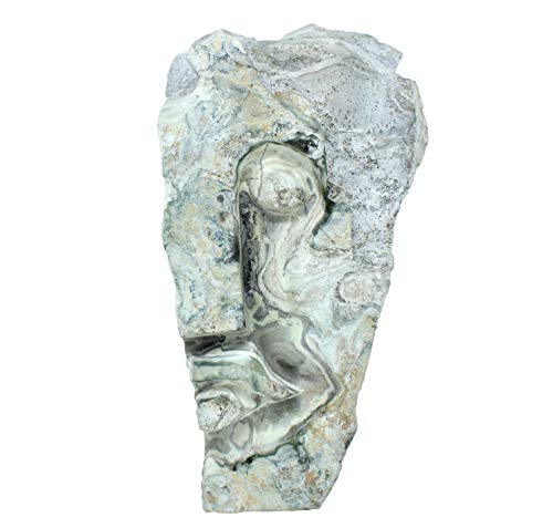 Themba Cubist Modern Solid Jade Stone Face Sculpture | Carved African Abstract Statue