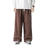 Seidarise Men'S Corduroy Pants Wide Wale Baggy Relaxed Fit Brown
