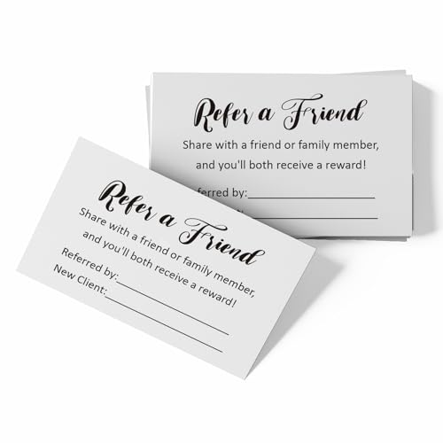 Refer a Friend Card 3.5x2 Inch - Customer Referral Discount Cards for Small Business Salons Spas Set...