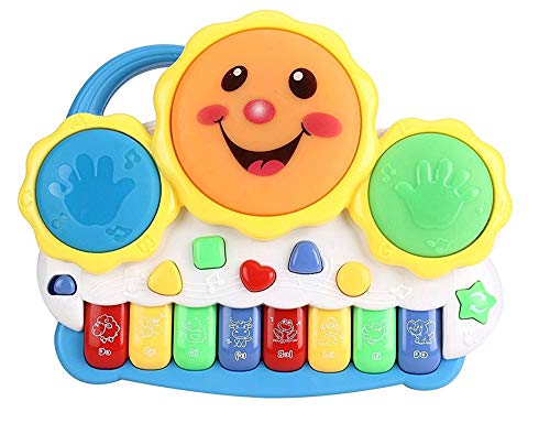 Popsugar Smiley Piano and Keyboard Musical Set with Lights for Kids, Blue Price Tracker