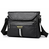 Hjkiopc Sacoche Bandoulière Cuir Sacoche Homme Sacs à Bandoulière Vintage Shoulder Bag Business Cartable Besace pour Portable pour Voyage, Randonnée et Travailler (Noir-3)