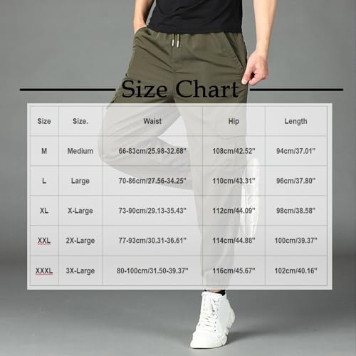 Cargo Pants for Men Casual Elastic Waist Drawstring Leggings Soft Trendy Slim Fit Lounge Solid Color Hiking Outfits3