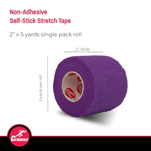 Image of Cramer Eco-Flex Self-Stick Stretch Tape, Purple, 2 inch x 5 yd, Cohesive Athletic Bandage Wrap, Athletic Trainer Flexible Sports Tape, Easy Tear Vet Wrap for Pets, Self Adhesive Bandage Roll, 5 Yards