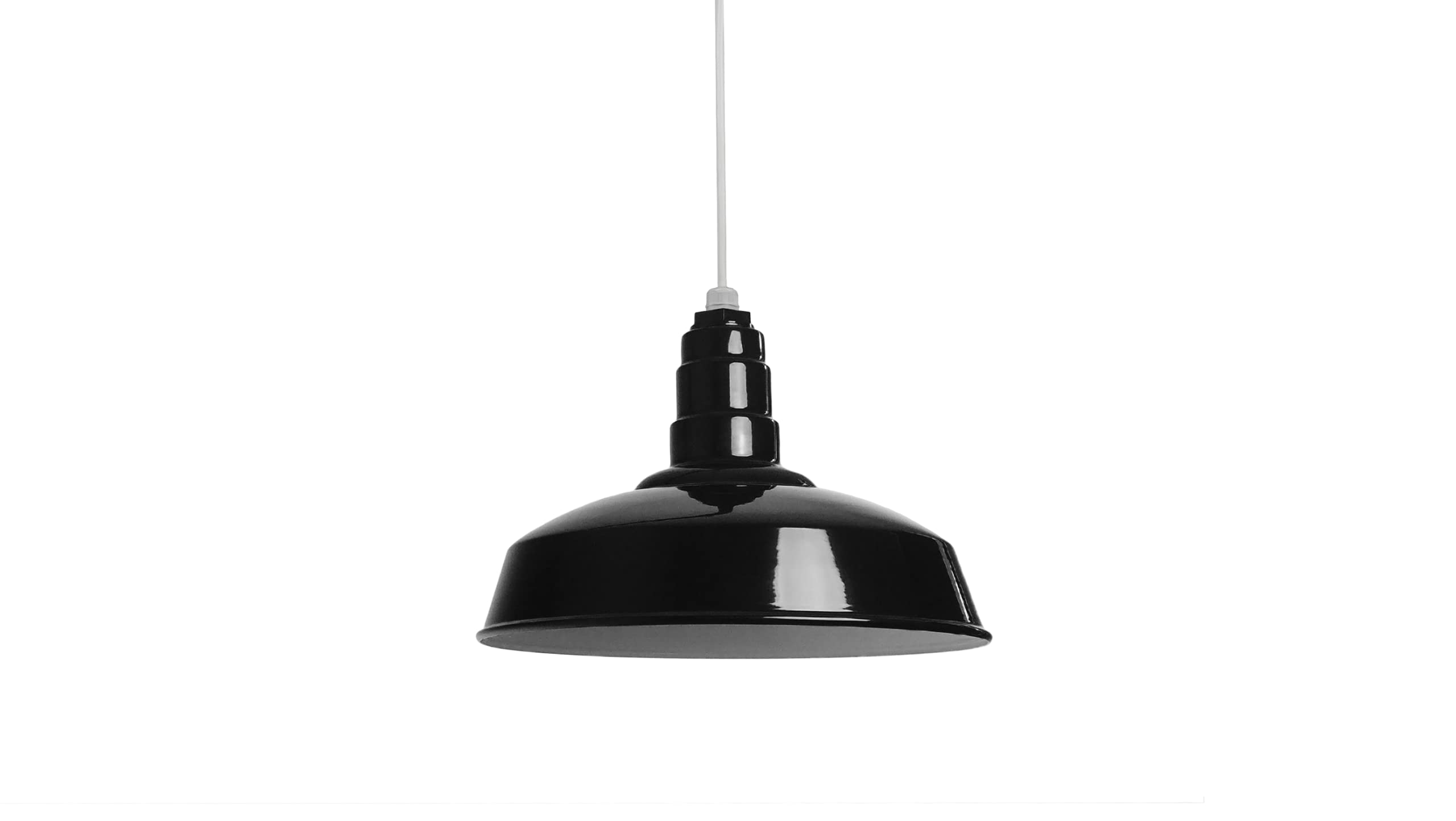 4ft White Cord Barn Light Pendant 16" Dome | Garage Workshop | Black