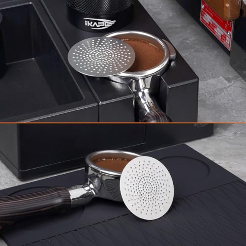 IKAPE 53,3mm Espresso Puck Sieb, 0,8mm Dicke, wiederverwendbare Metall dünn & leicht Kaffeefilter, Lebensmittelqualität 316 Edelstahl Kaffee Puck Sieb für Espresso Baristas