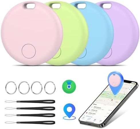 Tag Schlüsselfinder, Tracker Tag Kompatibel mit Apple Wo ist? APP (Nur iOS), Koffer Tracker für Gepäck/Taschen/Key, Batterielebensdauer EIN Jahr, IP67 wasserdicht(4er Pack)