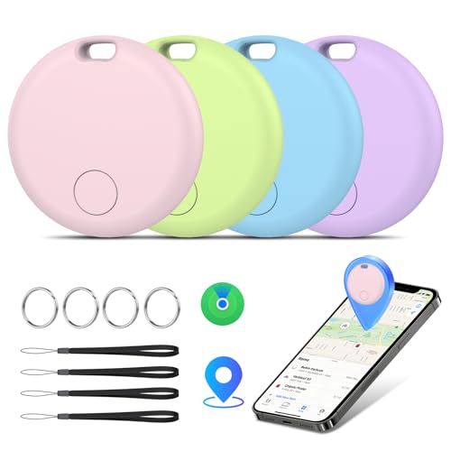 Air Tracker Tags-4 Pack: Smart Bluetooth Tracker, Item Finder Works with Apple Find My (iOS Only) App, Trakcer Tag Locator for Keys, Luggage, Satchel, weTag mini. (Not for Android Devices) by aowoka - Used condition - US$24.74