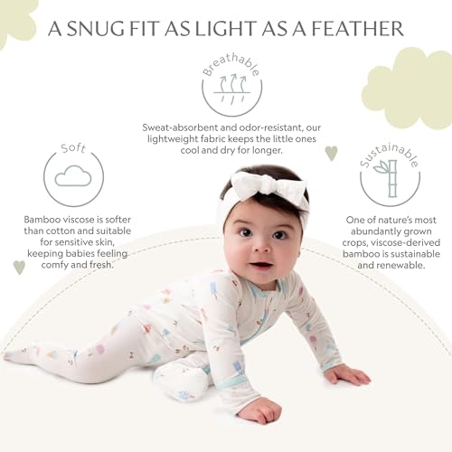 Image of Bamboo Little Soft Baby Footie Pajamas, Baby Clothes, Newborn Sleepers, 95% Viscose and 5% Spandex, 0-24 Months