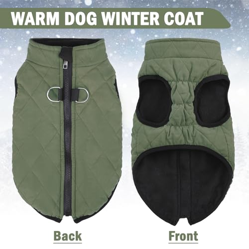 Image of SCENEREAL Winter Dog Vest Coat with Harness Built in | Warm Puppy Jacket for Small Dogs, Cold Weather Coat with Zipper, Fleece Puffer Vest Windproof Snow Clothes