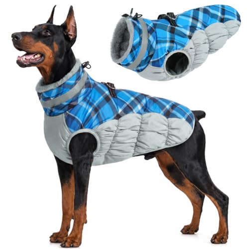 Image of Lelepet Dog Winter Coat Waterproof Large Dog Coat with Harness Built in