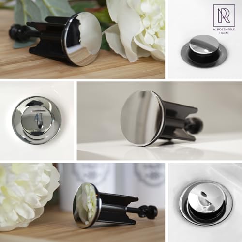 Universal Waschbeckenstöpsel 40 mm Chrom – Abflussstopfen aus Messing mit Gummi – Excenterstopfen höhenverstellbar – Rostfrei & Dicht – Für Waschbecken, Bad & Bidet – 2 Stück