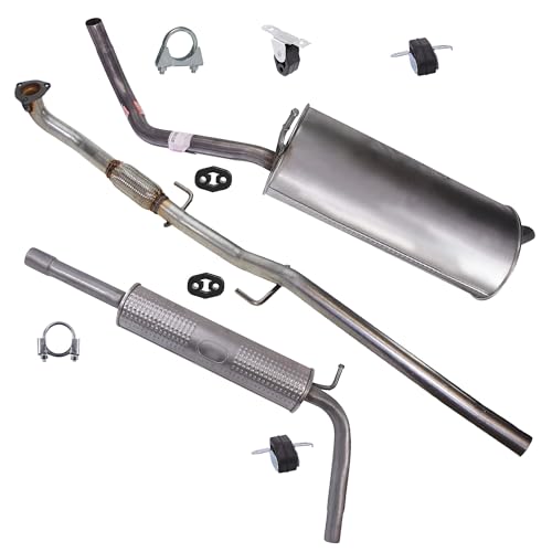 ATEC Germany Auspuff Schalldämpfer Set 1x Mittelschalldämpfer, 1x Endschalldämpfer, 1x Abgasrohr, mit Montagematerial, Kompatibel mit SEAT IBIZA III (6L1), SKODA FABIA 1 (6Y2)(6Y3), VW POLO (9N, 9A)