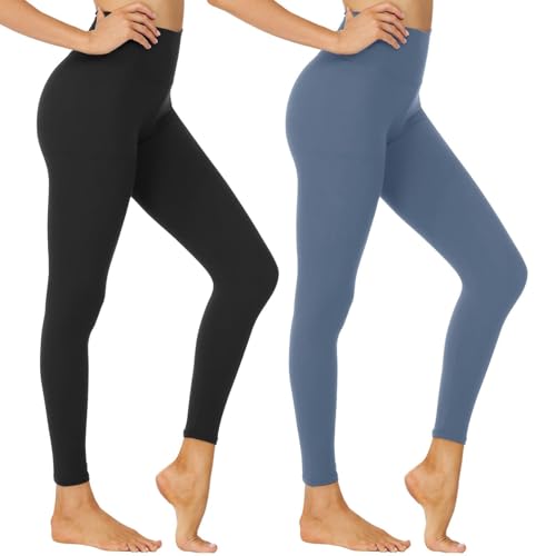 Plus Size Leggings for Women - High Waisted Black Tummy Control Super Soft