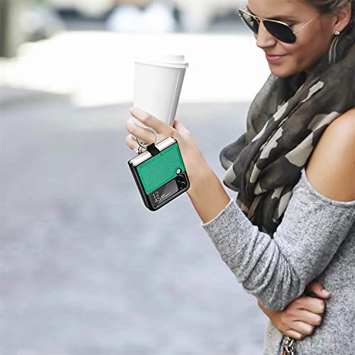 Capa Capinha com Anel para Samsung Galaxy Z Flip 4, Feita à Mão em Couro para Galaxy Z Flip3, Capa P