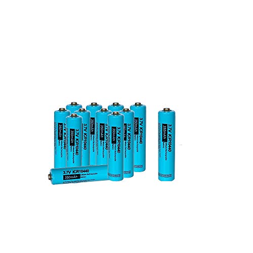 AAA Size 3.7V 350MAH ICR10440 Lithium Ion Rechargeable Battery (12pc Button top)