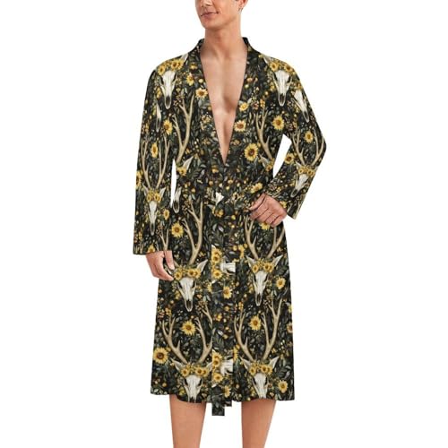 Peignoir de bain homme léger style kimono vintage imprimé pour nuit et douche