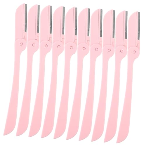 OSOLADY 10個 折りたたみ式眉毛トリマー フェイスシェーバーかみそり 女性用カミソリ 眉毛シェイパーかみそり ステンレススティルアイブロウシェーバー 眉毛シェーバー 腹筋 ピンク